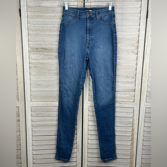 FASHION NOVA High Waist Skinny Jeans Medium Blue-7 - Picture 1 of 2